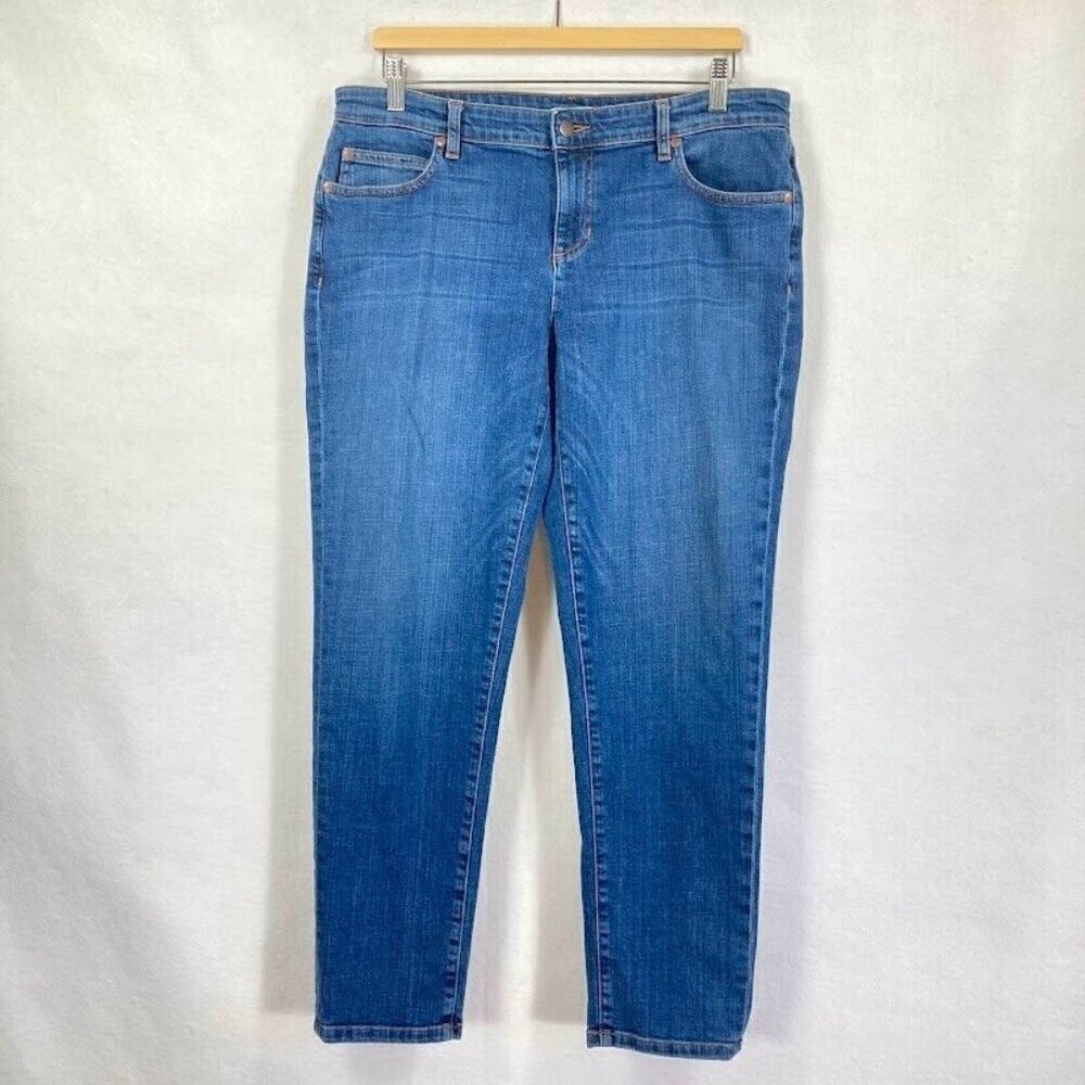 Eileen Fisher Stretch Straight Leg Jeans Classic Comfy Grandma Core Staple 10